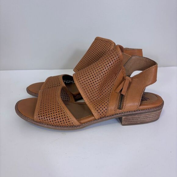 Sofft Tan Leather Open Toe Cutout Zipper Side Sandals Women's 10 - Picture 1 of 7